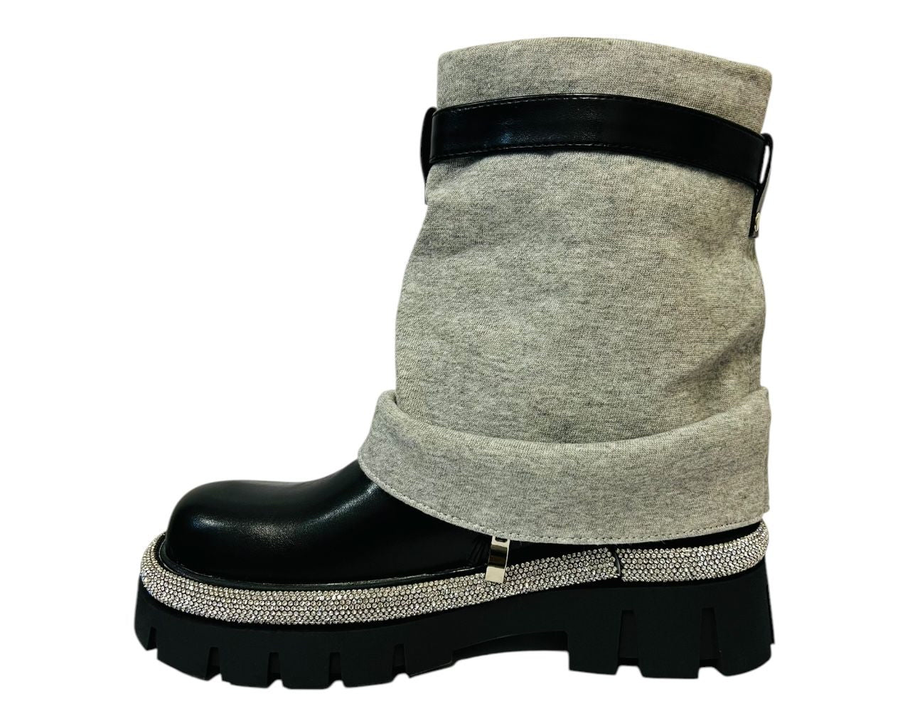 Women's Fold Over Rhinestone Ankle Boots