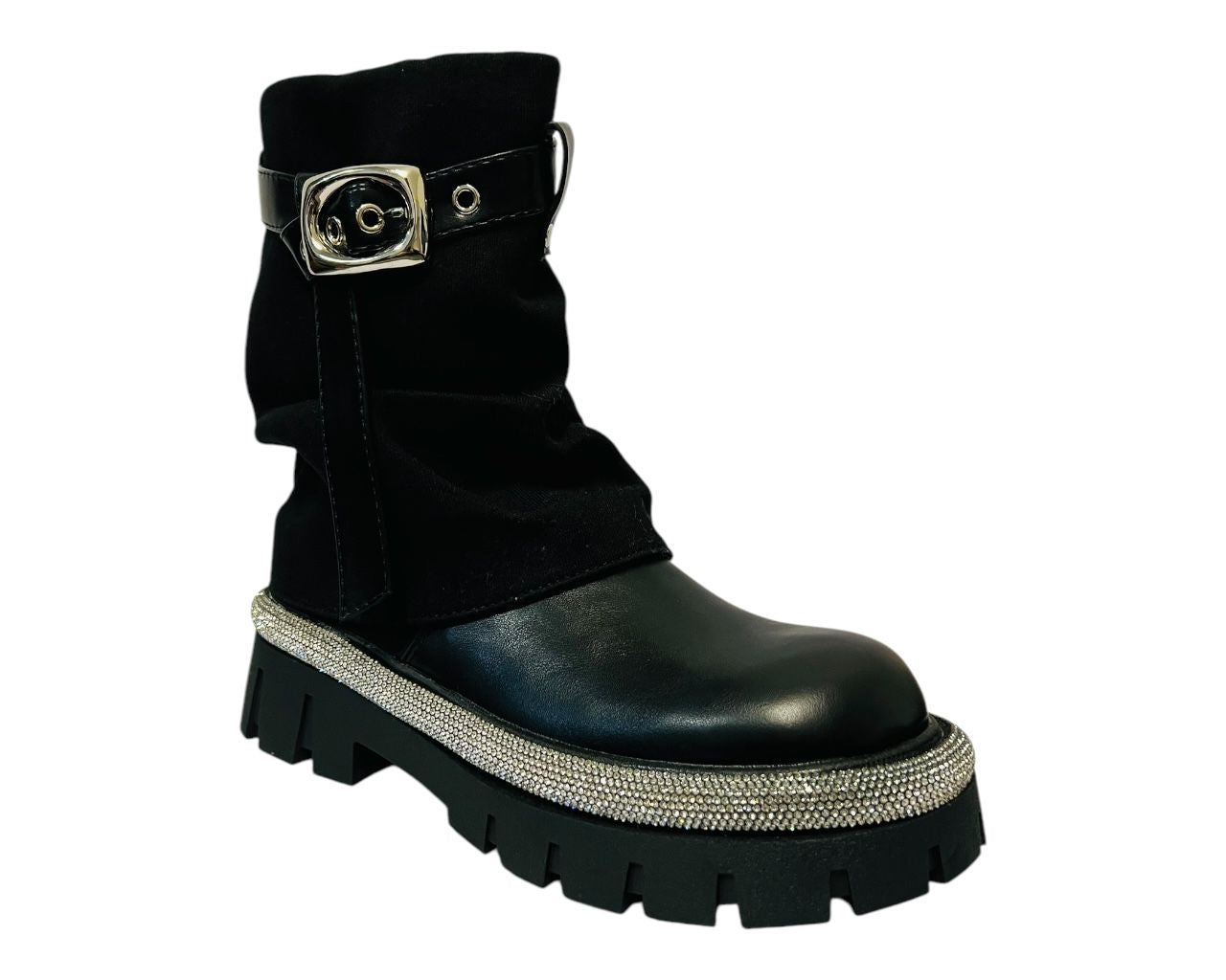 Women's Fold Over Rhinestone Ankle Boots