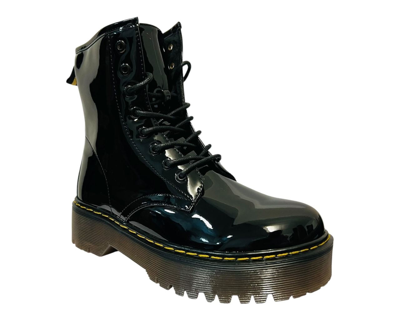 Women's Platform Faux Leather Ankle Boots with Zip and Laces