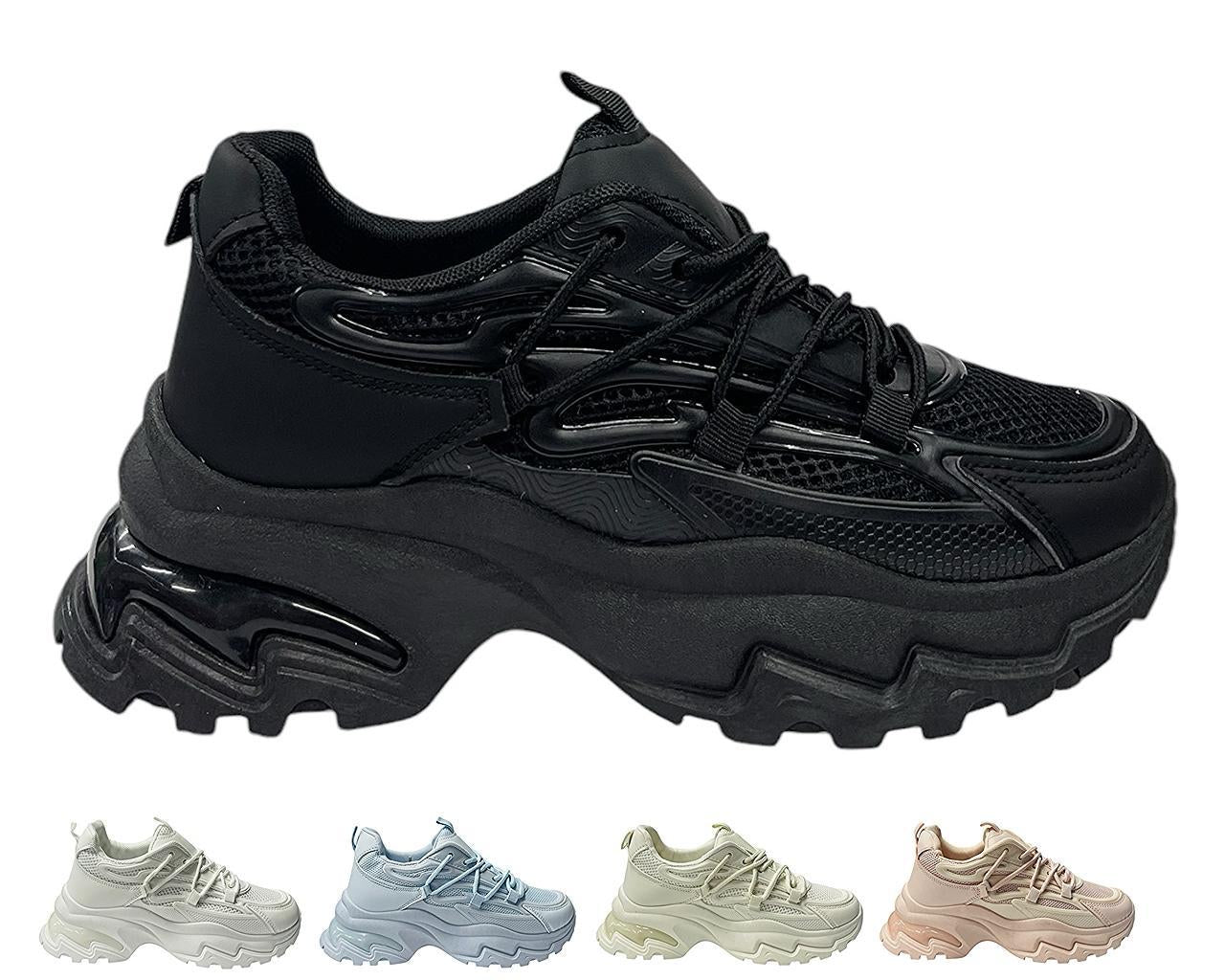 Women's Chunky Sole Lace Up Sports Trainers