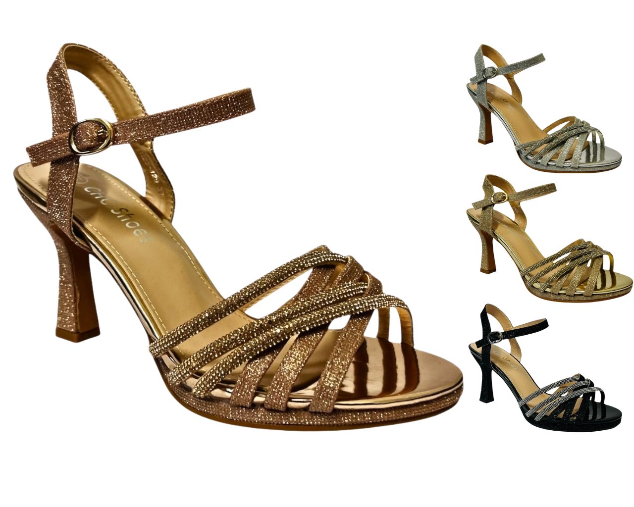 Women's Crossover Rhinestone Glitter Strap Open Toe Shoes