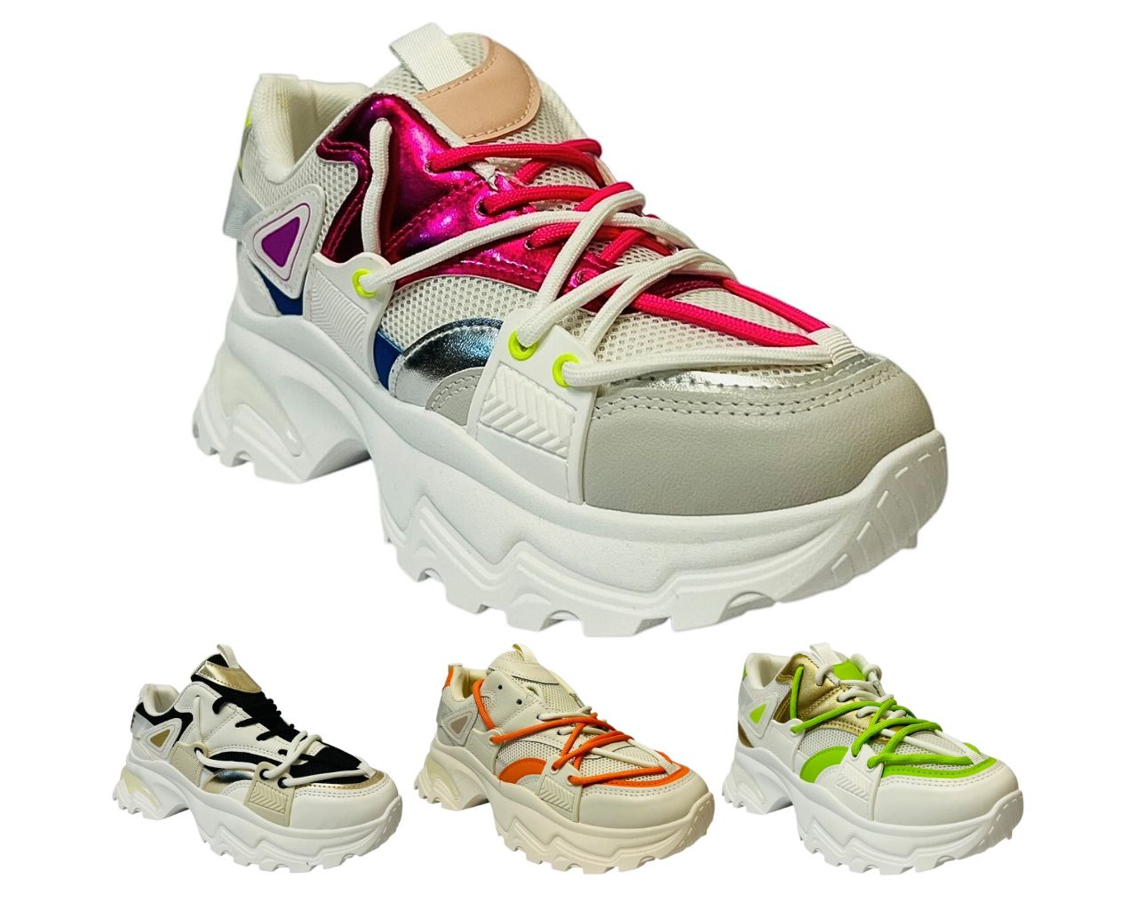 Women's Chunky Sole Lace Up Casual Trainers