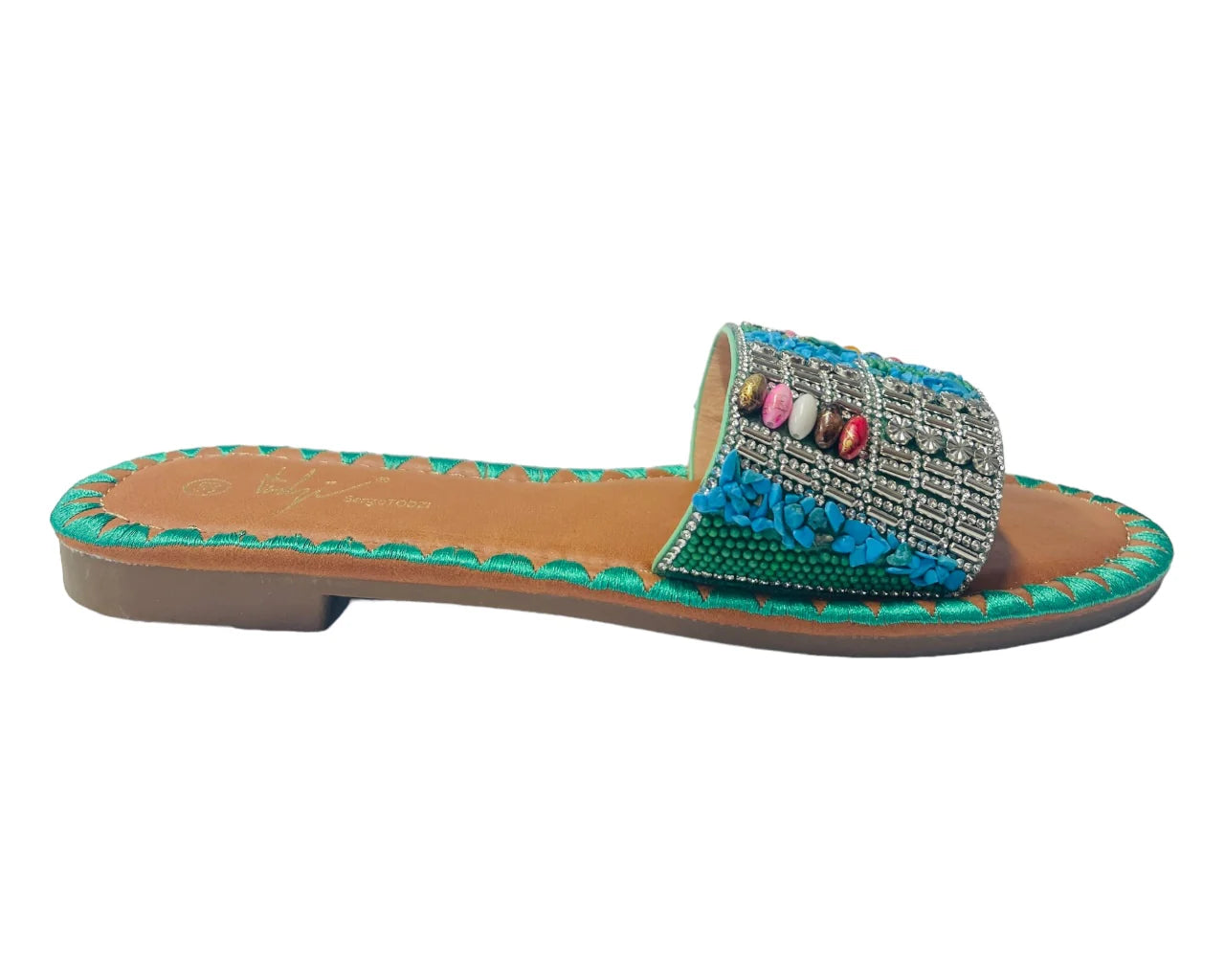 Smart Flat Jewelled Comfy Sliders