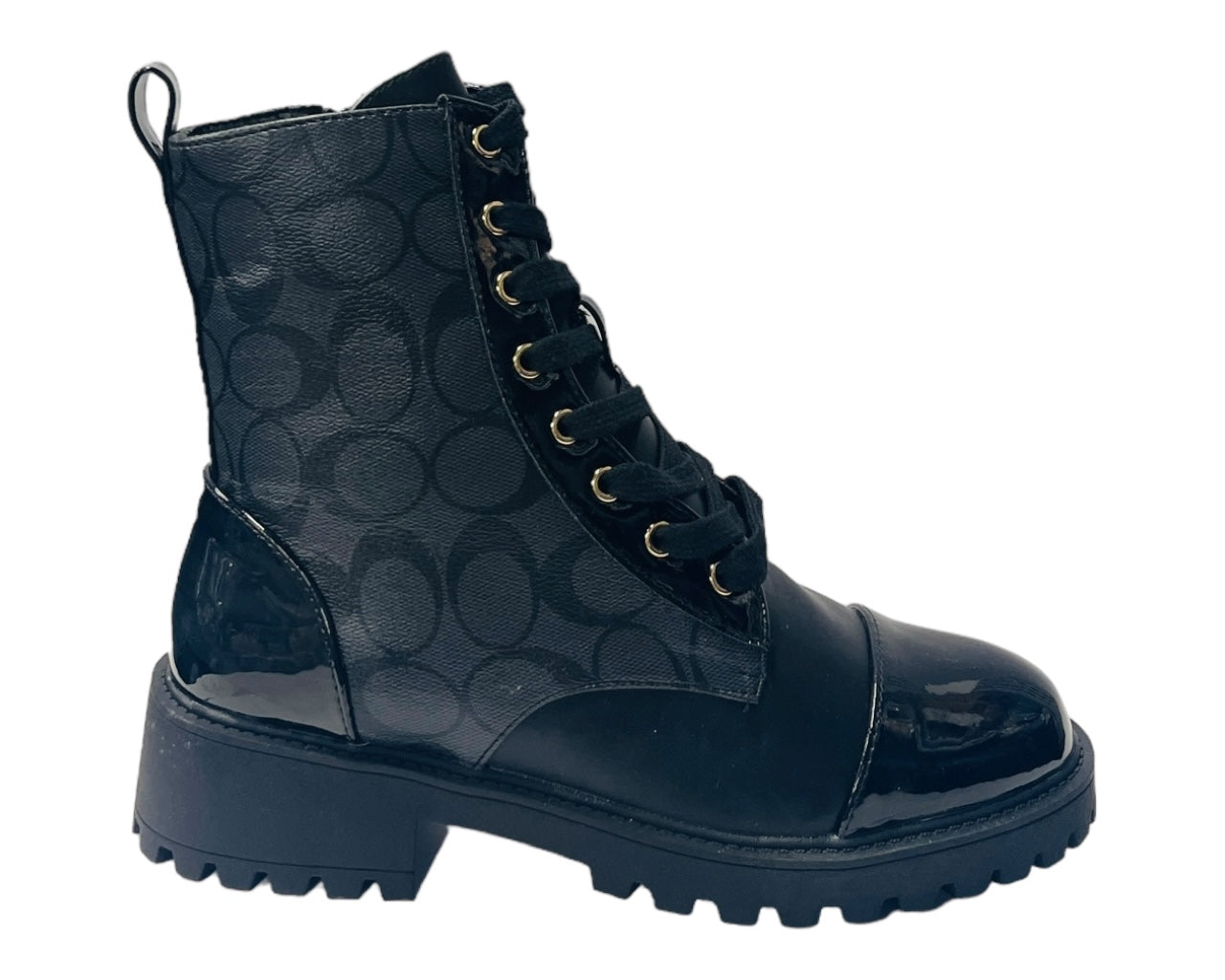 Faux Leather Chunky Sole Ankle Boots