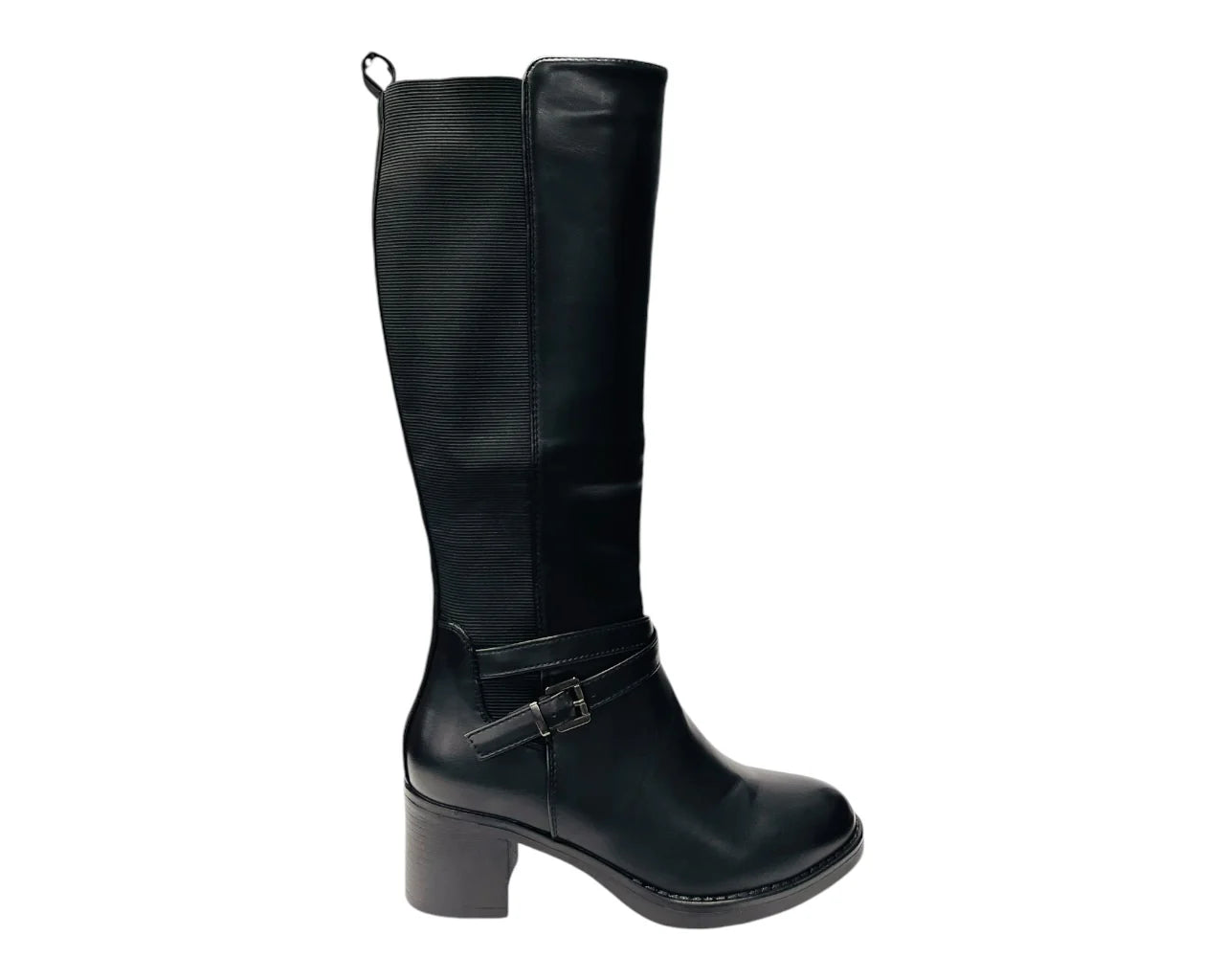 Women's Full Zip Elastic Panel Knee High Boots