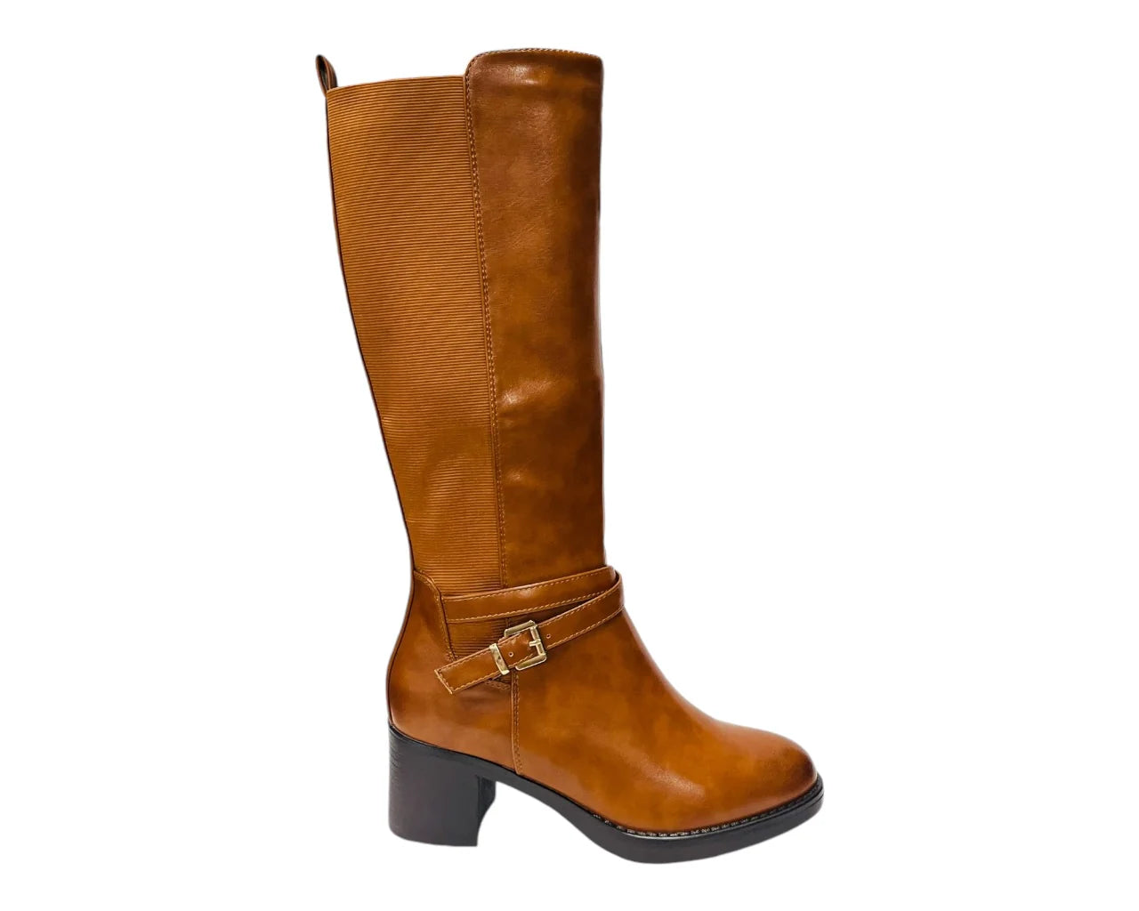 Women's Full Zip Elastic Panel Knee High Boots