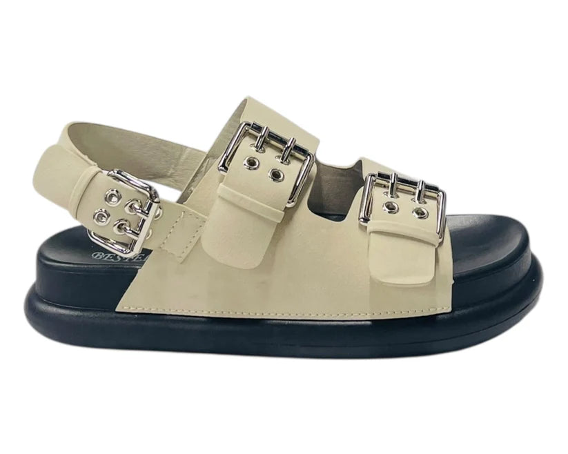 Women's Double Buckle Strap Eyelet Detail Sandals