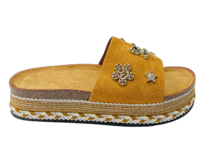 Women's Wide Strap Padded Mules Sandals