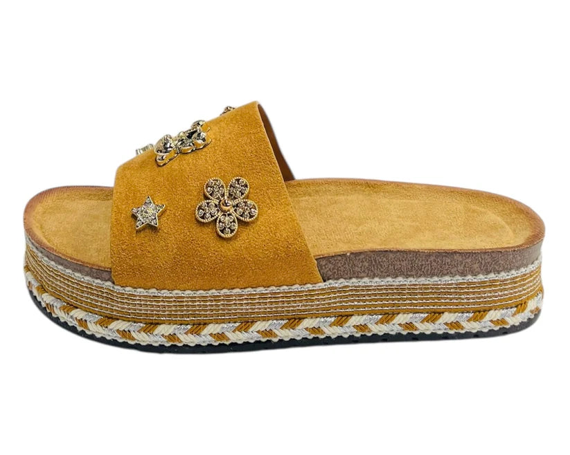 Women's Wide Strap Padded Mules Sandals