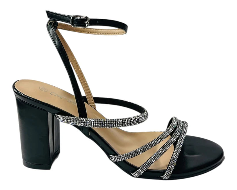 Diamante Strappy Block Heels