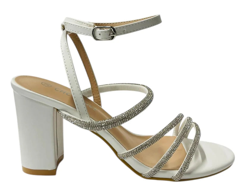 Diamante Strappy Block Heels
