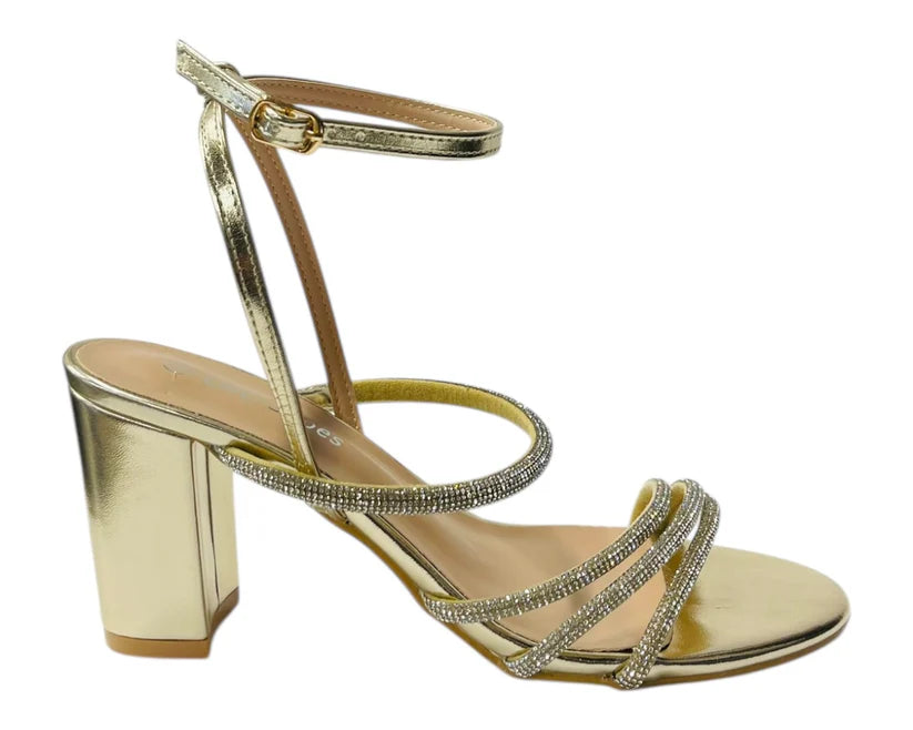 Diamante Strappy Block Heels