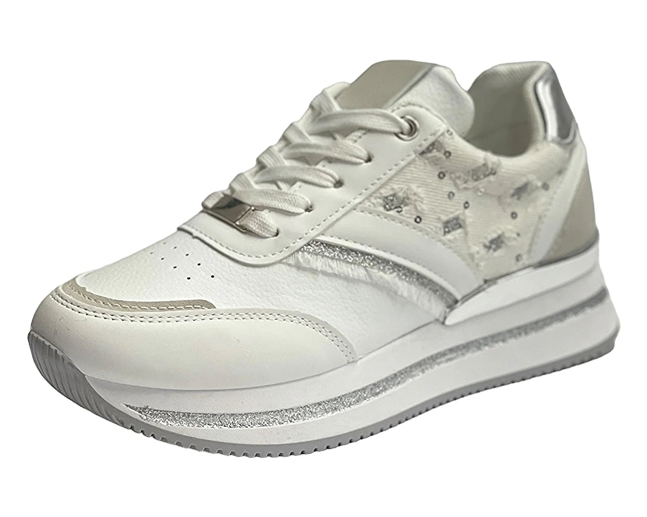 Faux Leather Chunky Sole Lace Up Trainers