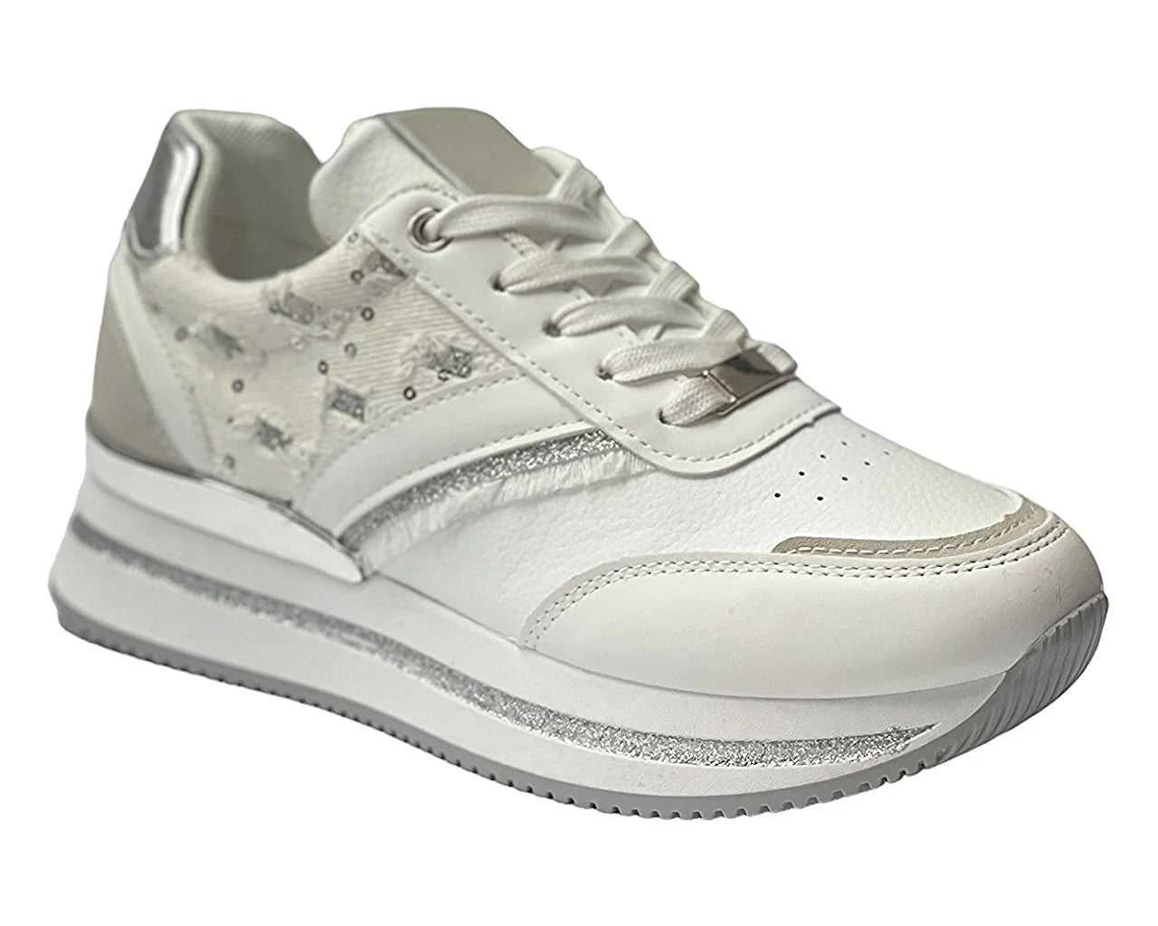 Faux Leather Chunky Sole Lace Up Trainers