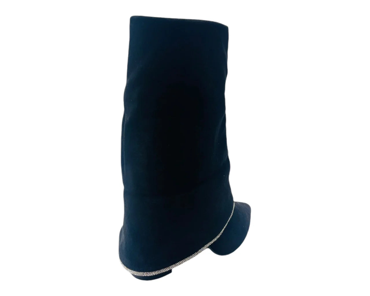 Women's Block Heel Fold Over Rhinestone Ankle Boots