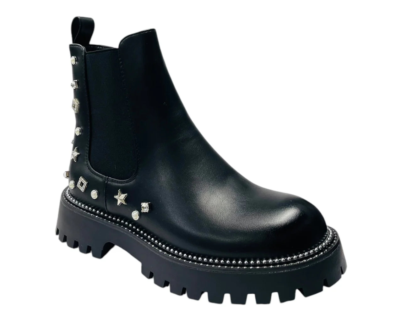 Women's Rhinestone Studded Elastic Zip Ankle Boots