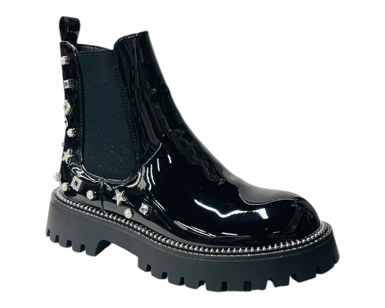 Women's Rhinestone Studded Elastic Zip Ankle Boots