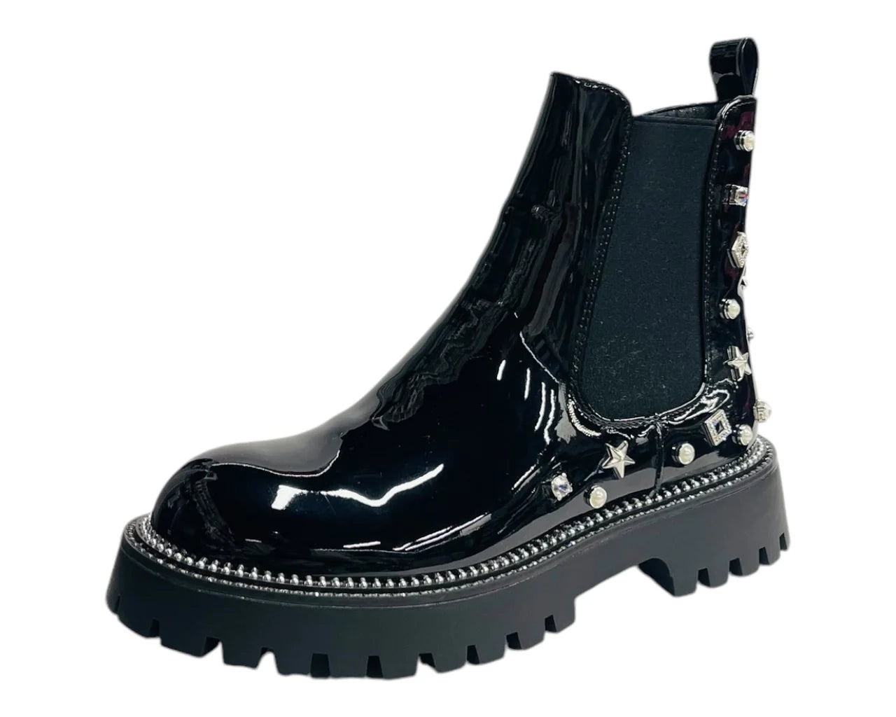 Women's Rhinestone Studded Elastic Zip Ankle Boots