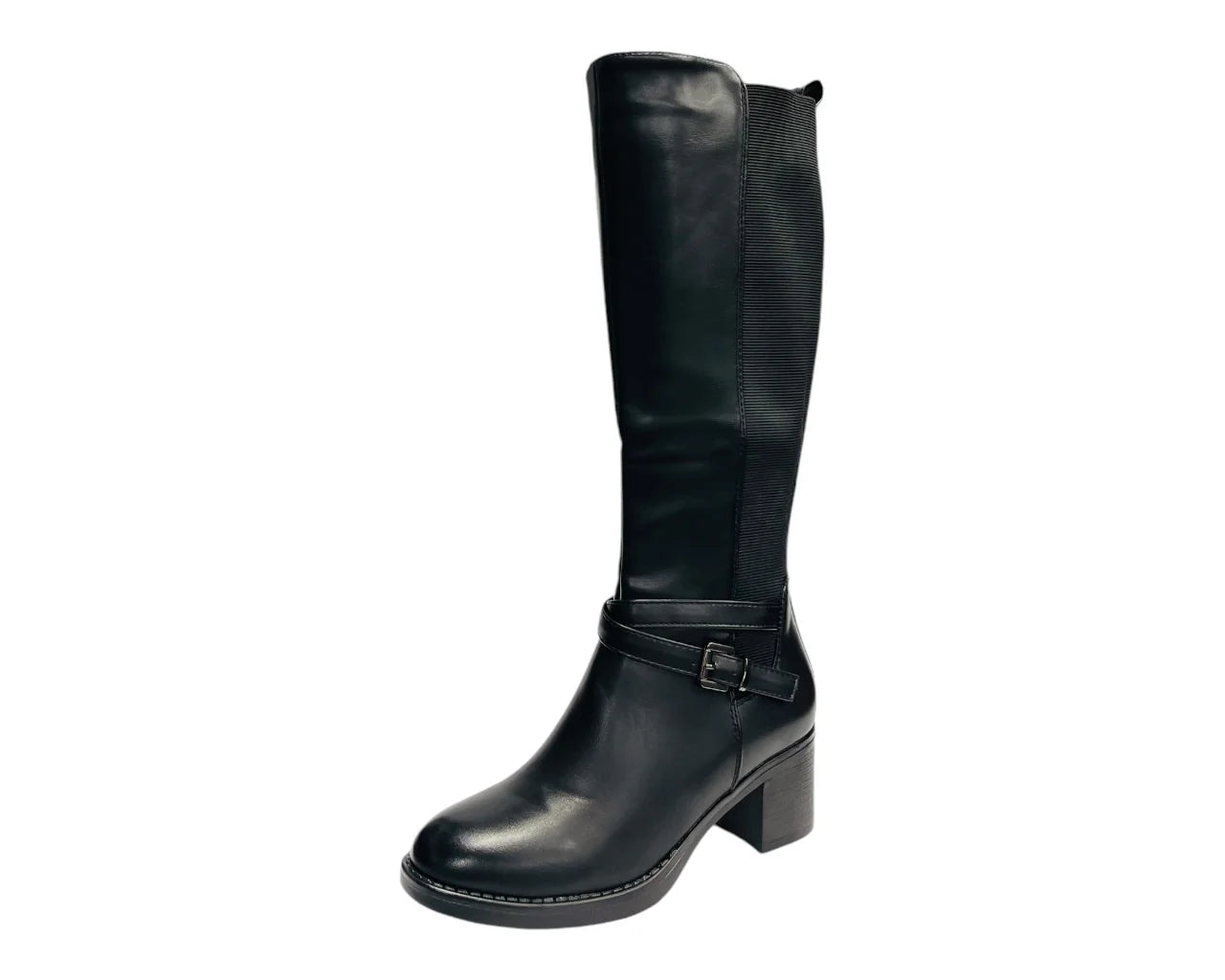 Women's Full Zip Elastic Panel Knee High Boots