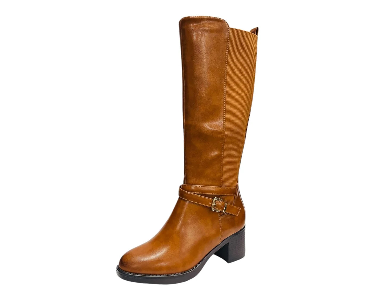 Women's Full Zip Elastic Panel Knee High Boots