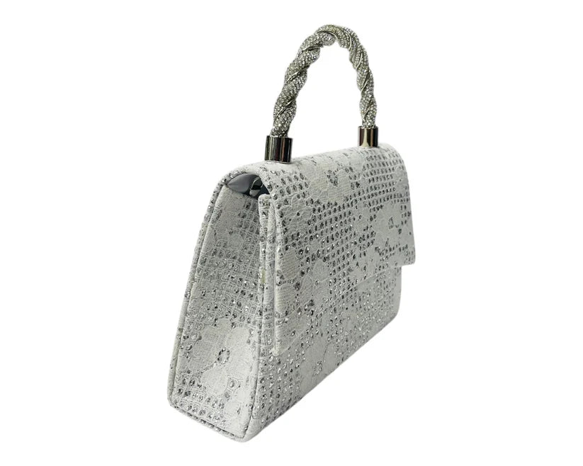 Women's Diamante Glitter Clutch Tote Bag