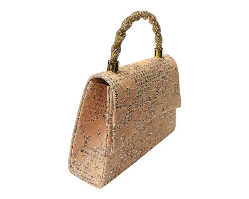 Women's Diamante Glitter Clutch Tote Bag
