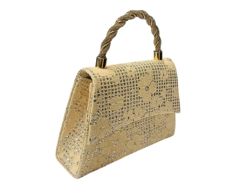 Women's Diamante Glitter Clutch Tote Bag