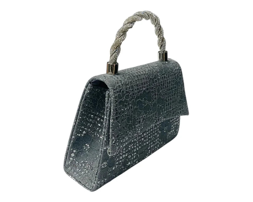 Women's Diamante Glitter Clutch Tote Bag