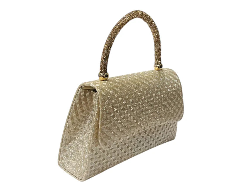 Women's Diamante Glitter Clutch Tote Bag