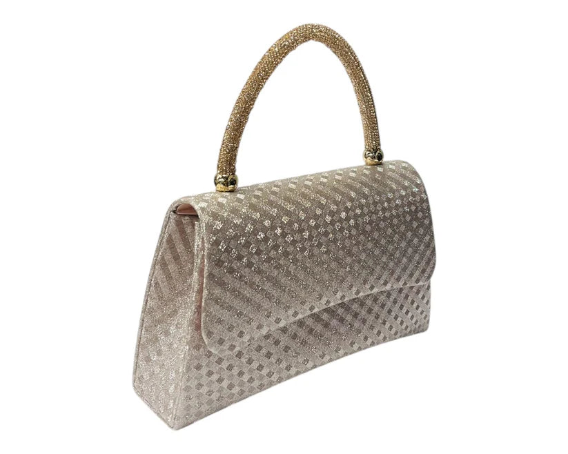 Women's Diamante Glitter Clutch Tote Bag