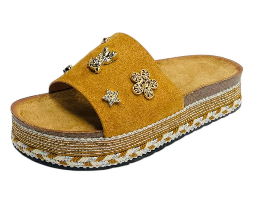 Women's Wide Strap Padded Mules Sandals