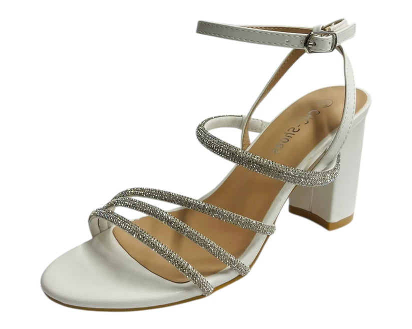 Diamante Strappy Block Heels