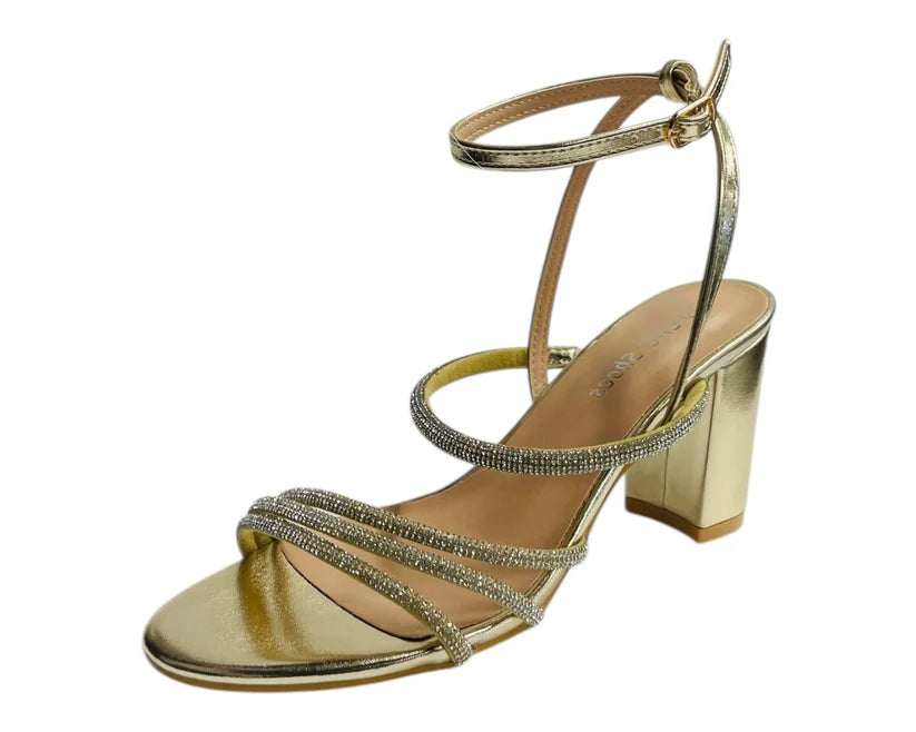 Diamante Strappy Block Heels