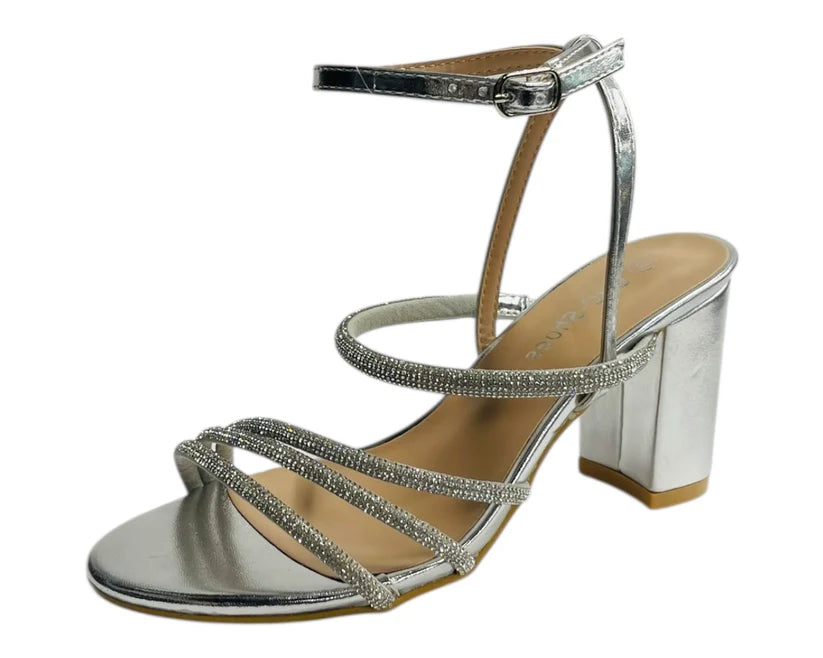 Diamante Strappy Block Heels