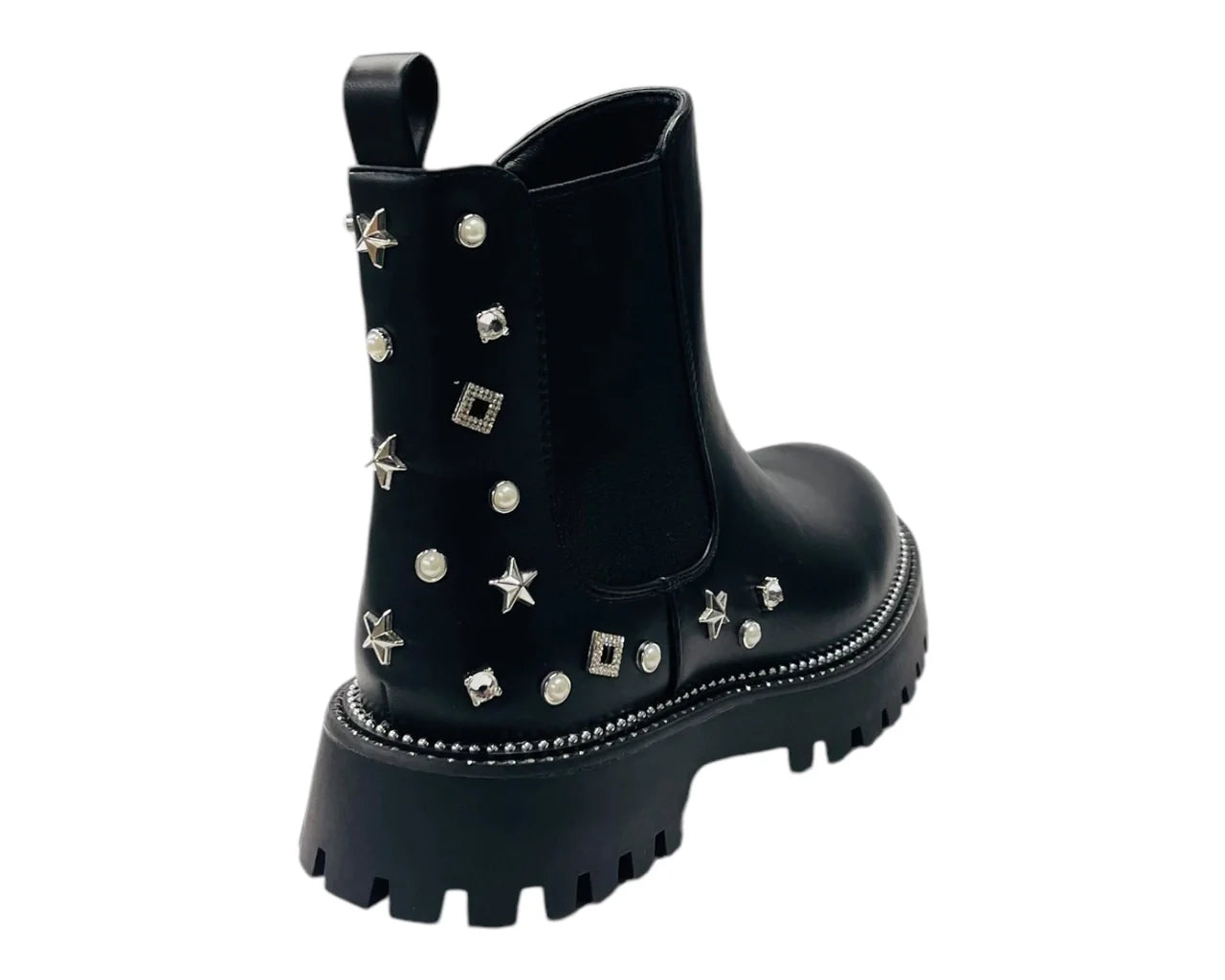 Women's Rhinestone Studded Elastic Zip Ankle Boots