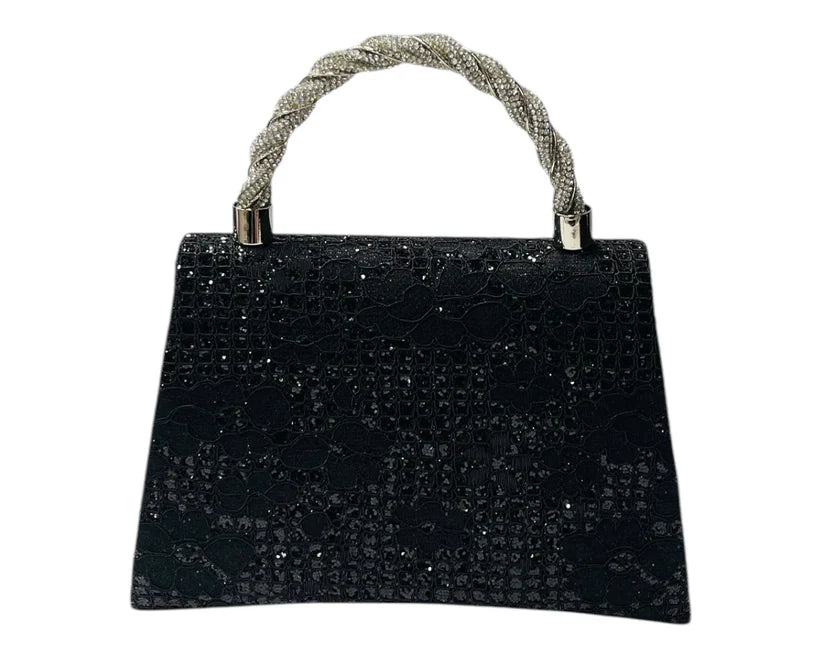 Women's Diamante Glitter Clutch Tote Bag