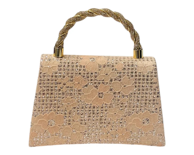 Women's Diamante Glitter Clutch Tote Bag