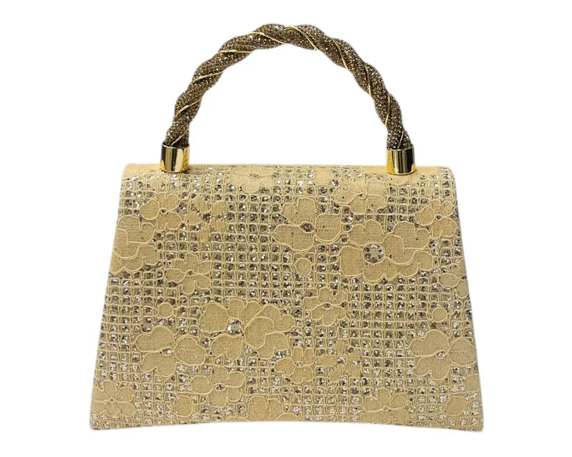 Women's Diamante Glitter Clutch Tote Bag