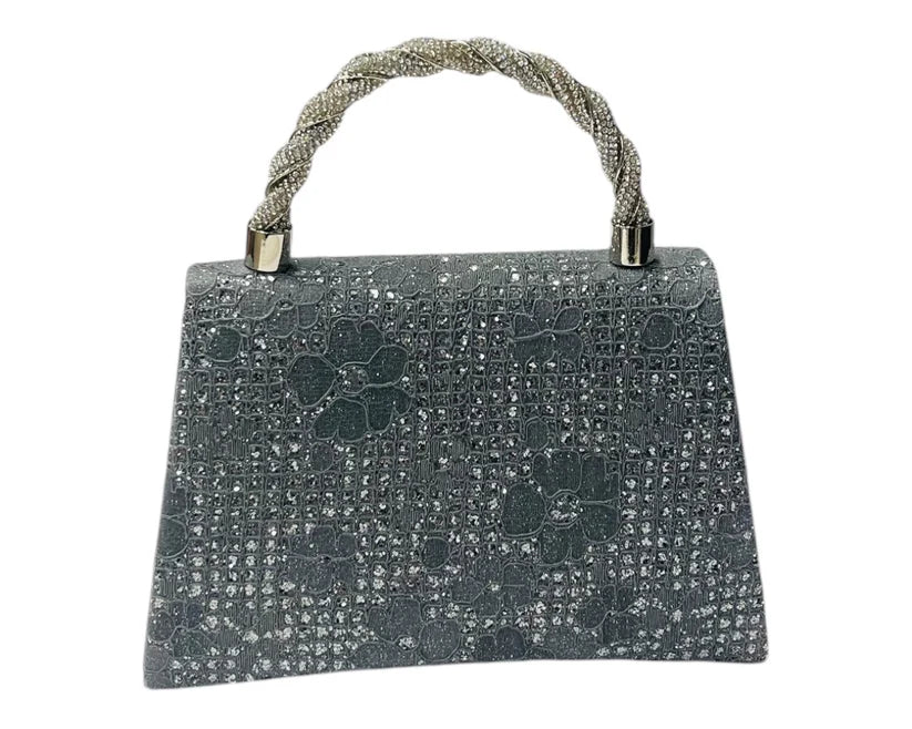 Women's Diamante Glitter Clutch Tote Bag