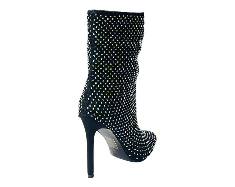 Stiletto Ankle Boots with Rhinestones