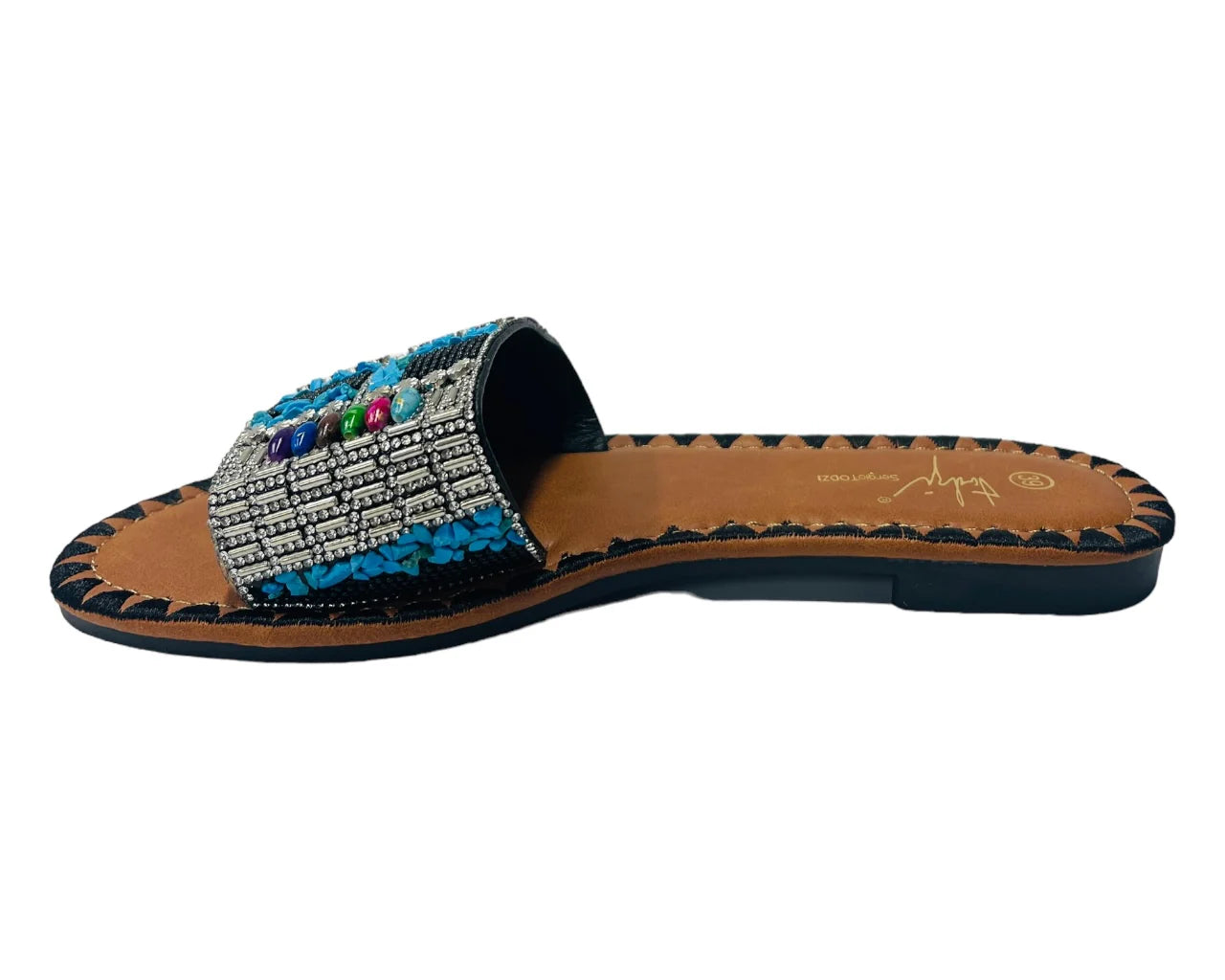 Smart Flat Jewelled Comfy Sliders