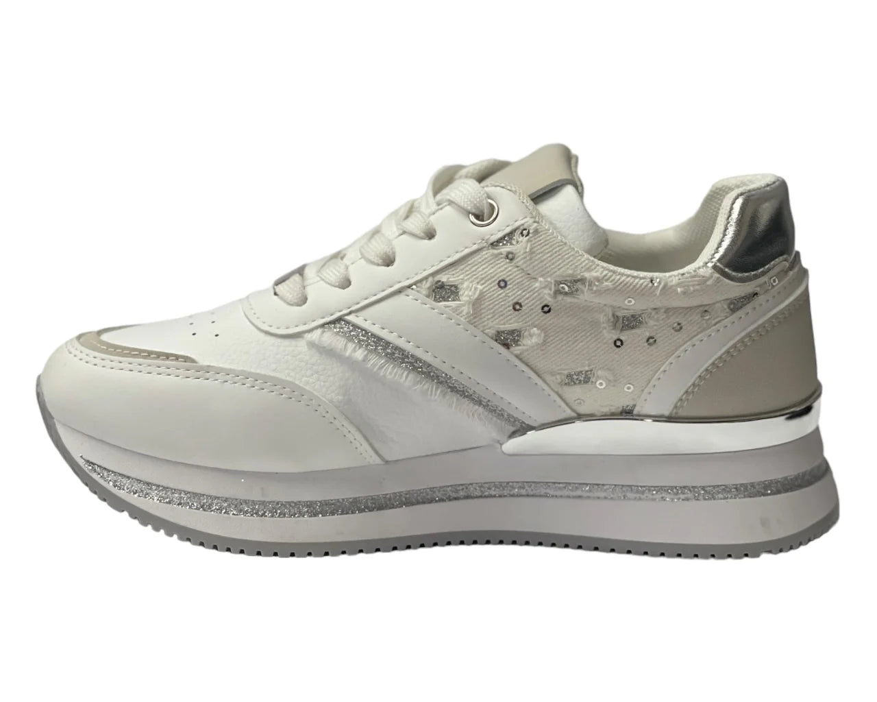 Faux Leather Chunky Sole Lace Up Trainers