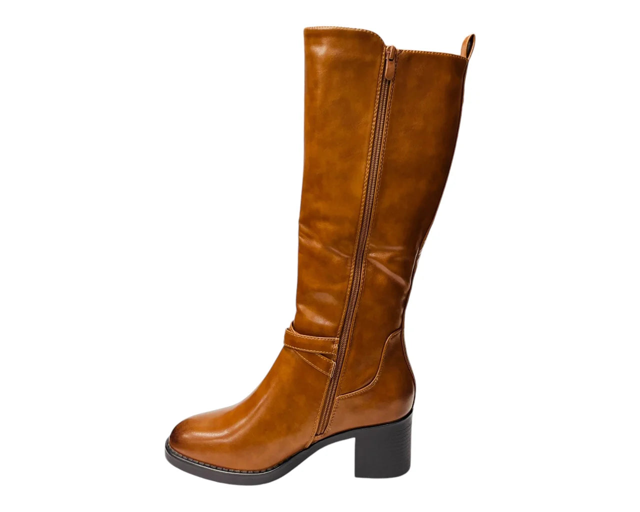 Women's Full Zip Elastic Panel Knee High Boots