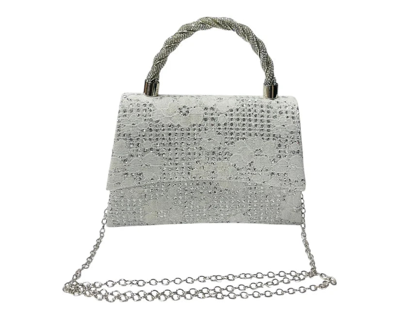 Women's Diamante Glitter Clutch Tote Bag
