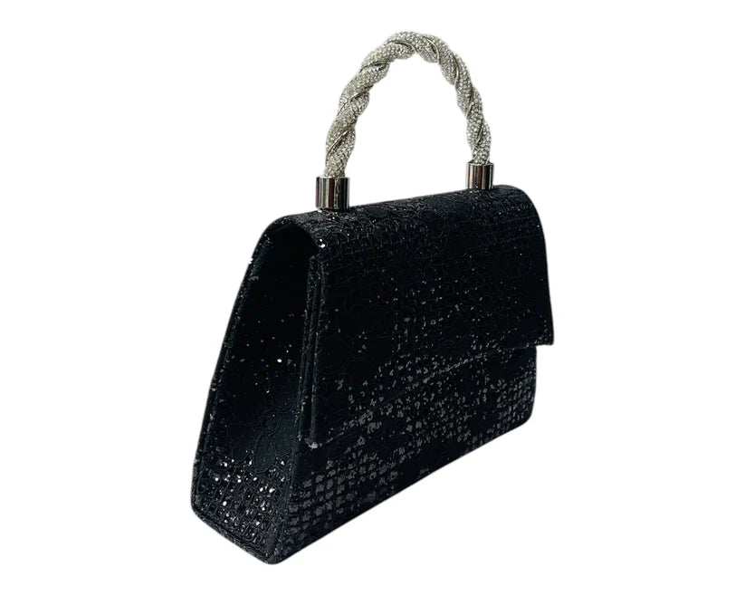 Women's Diamante Glitter Clutch Tote Bag