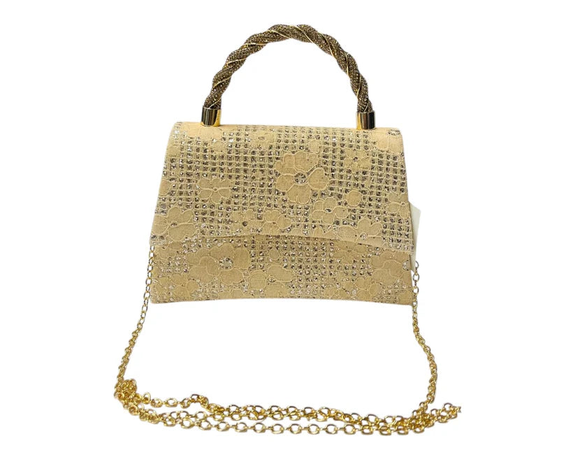 Women's Diamante Glitter Clutch Tote Bag