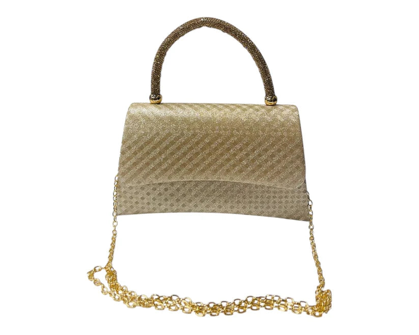Women's Diamante Glitter Clutch Tote Bag