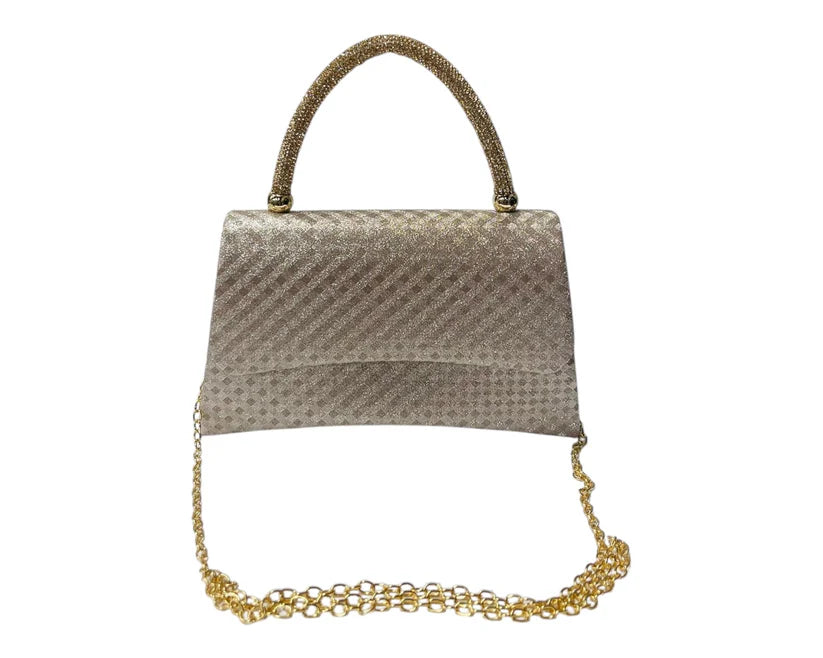 Women's Diamante Glitter Clutch Tote Bag