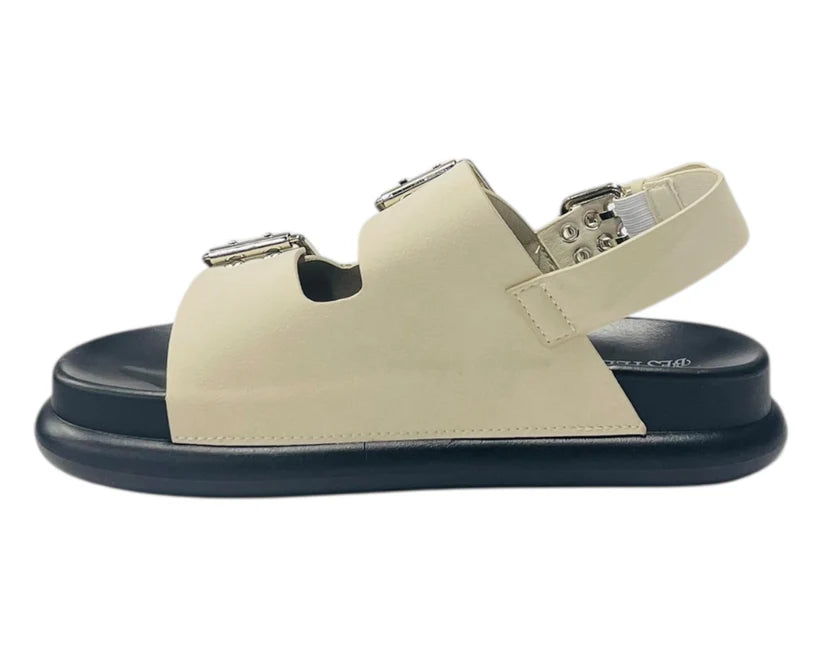 Women's Double Buckle Strap Eyelet Detail Sandals