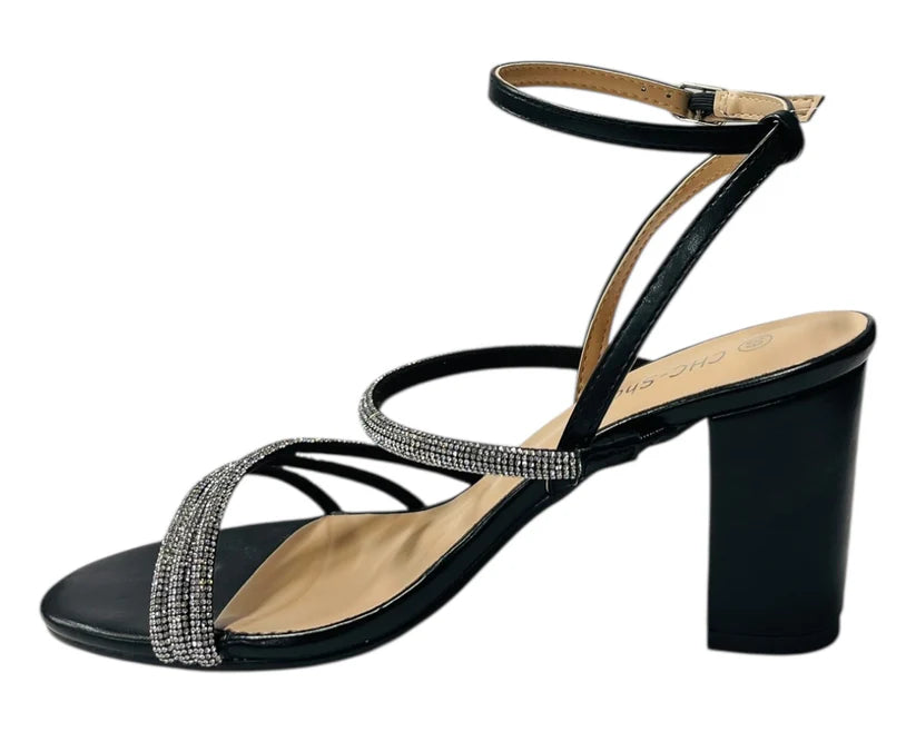 Diamante Strappy Block Heels